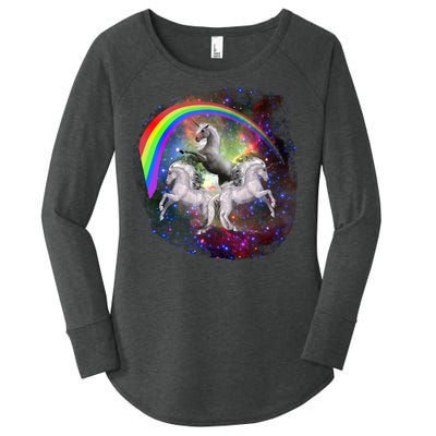 Three Unicorns Rainbow Women's Perfect Tri Tunic Long Sleeve Shirt