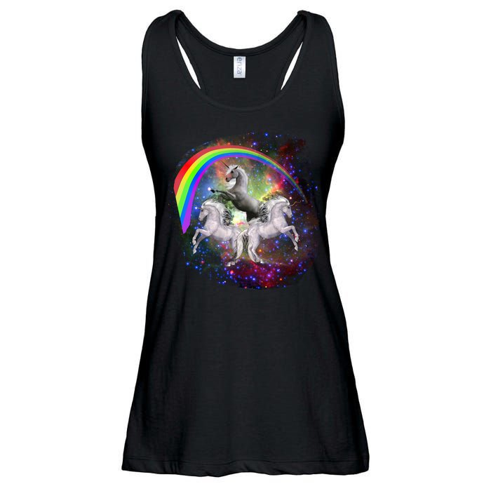 Three Unicorns Rainbow Ladies Essential Flowy Tank