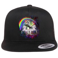 Three Unicorns Rainbow Flat Bill Trucker Hat