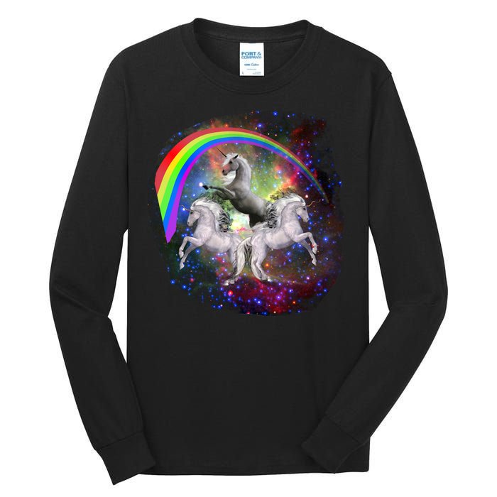 Three Unicorns Rainbow Tall Long Sleeve T-Shirt