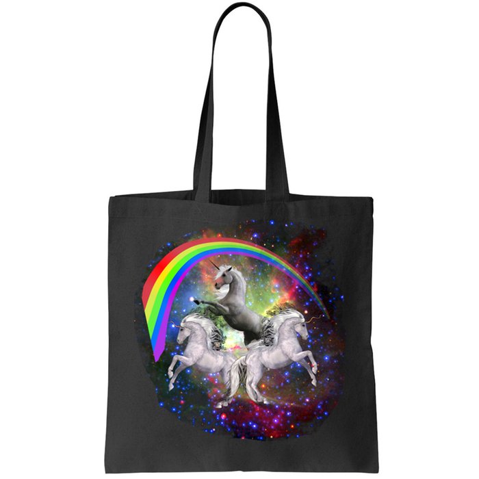 Three Unicorns Rainbow Tote Bag