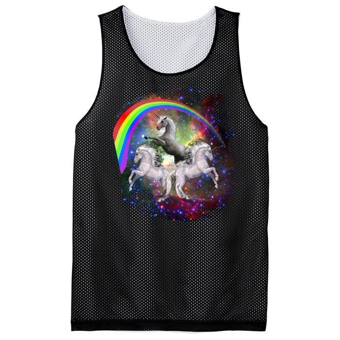 Three Unicorns Rainbow Mesh Reversible Basketball Jersey Tank