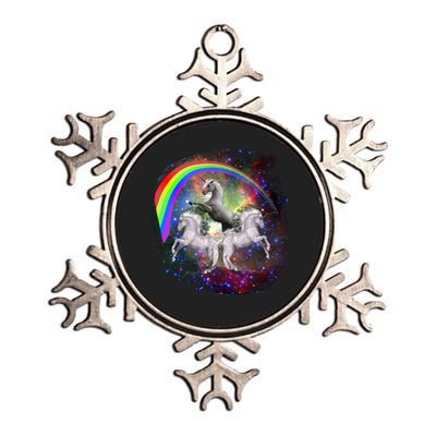 Three Unicorns Rainbow Metallic Star Ornament