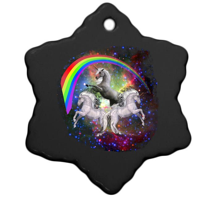 Three Unicorns Rainbow Ceramic Star Ornament