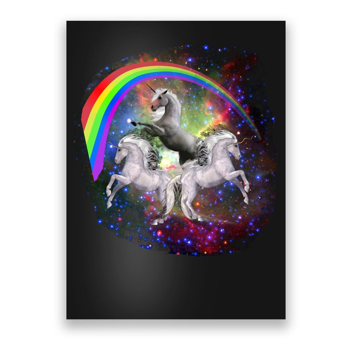 Three Unicorns Rainbow Poster