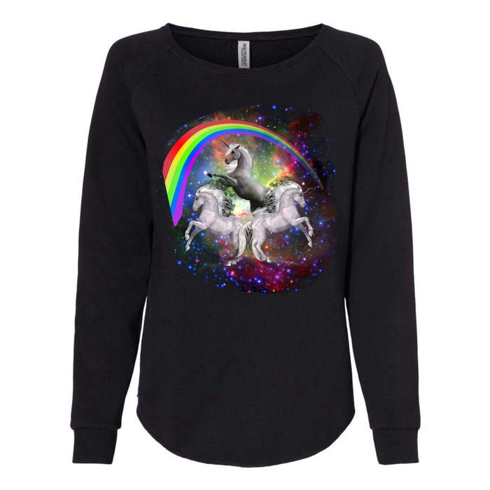 Three Unicorns Rainbow Womens California Wash Sweatshirt