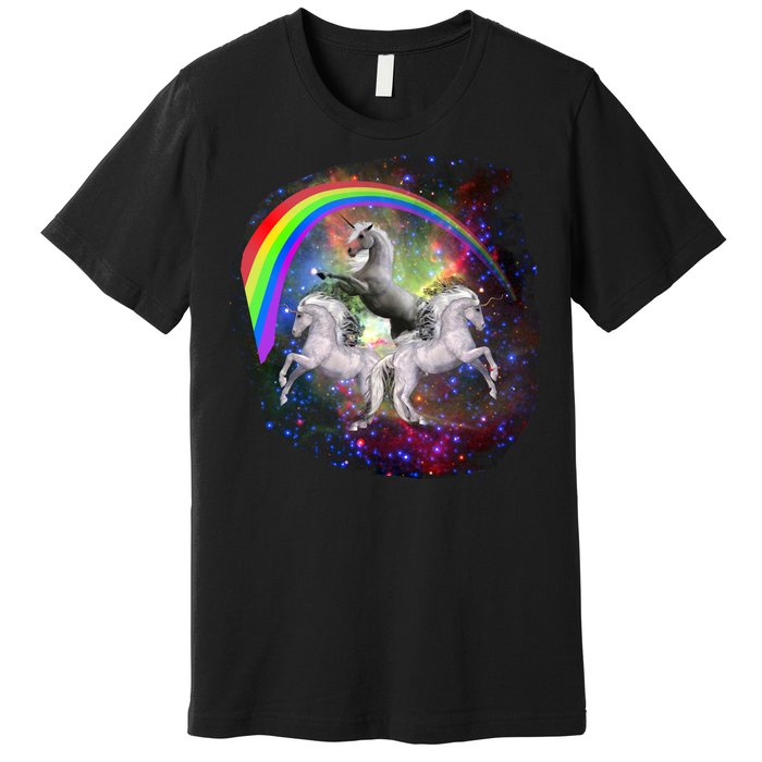 Three Unicorns Rainbow Premium T-Shirt