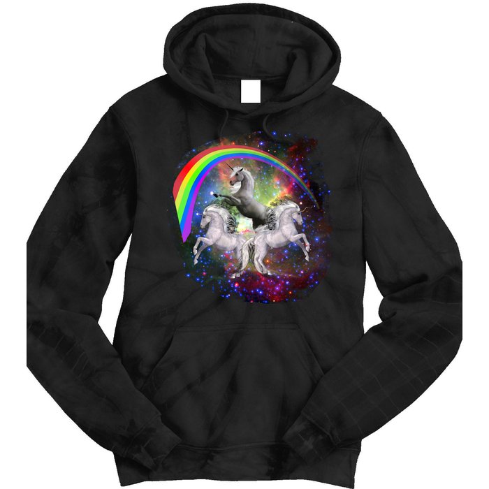 Three Unicorns Rainbow Tie Dye Hoodie