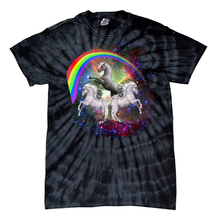 Three Unicorns Rainbow Tie-Dye T-Shirt