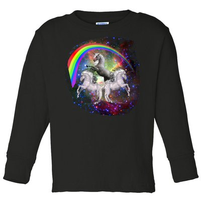 Three Unicorns Rainbow Toddler Long Sleeve Shirt