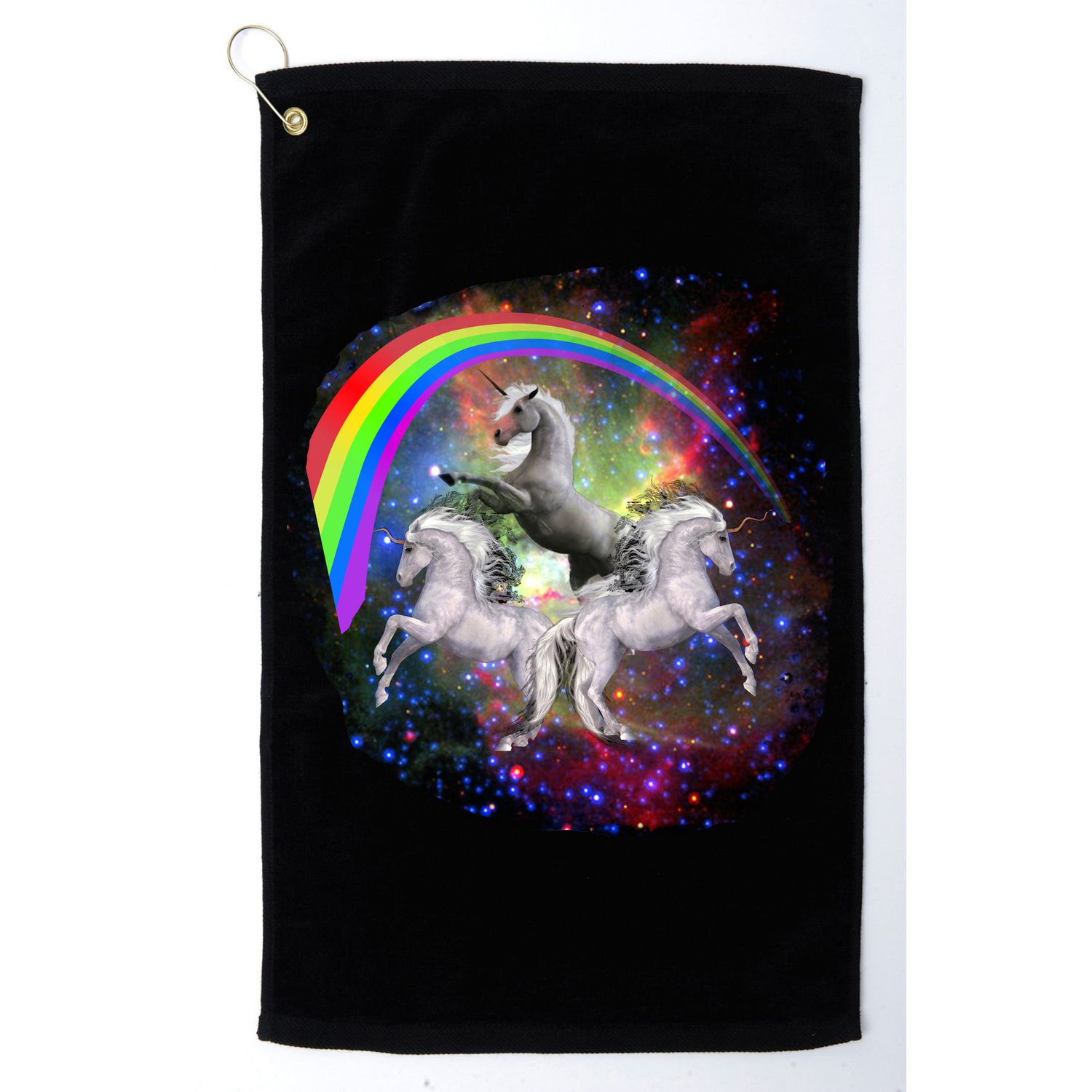 Three Unicorns Rainbow Golf Towel