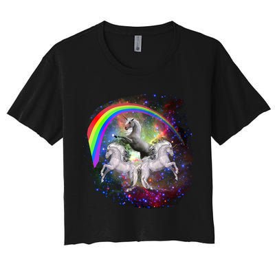 Three Unicorns Rainbow Crop Top