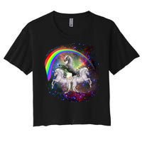 Three Unicorns Rainbow Women's Crop Top Tee