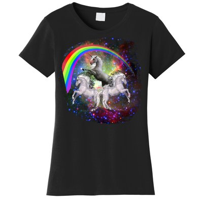 Three Unicorns Rainbow Women's T-Shirt