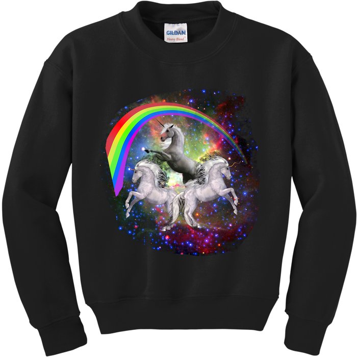 Three Unicorns Rainbow Kids Sweatshirt