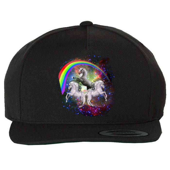 Three Unicorns Rainbow Wool Snapback Cap