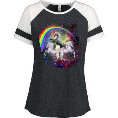 Three Unicorns Rainbow Enza Ladies Jersey Colorblock Tee