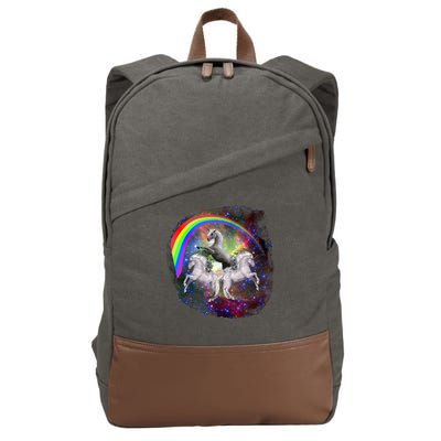 Three Unicorns Rainbow Cotton Canvas Backpack