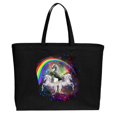 Three Unicorns Rainbow Cotton Canvas Jumbo Tote