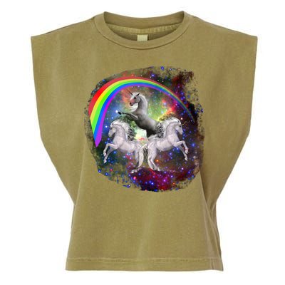 Three Unicorns Rainbow Garment-Dyed Women's Muscle Tee