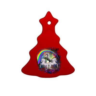 Three Unicorns Rainbow Ceramic Tree Ornament