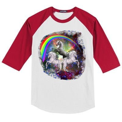 Three Unicorns Rainbow Kids Colorblock Raglan Jersey