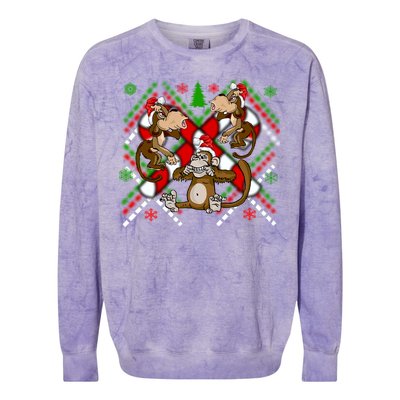 Three Wise Monkey Ugly Christmas Sweater Colorblast Crewneck Sweatshirt