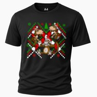 Three Wise Monkey Ugly Christmas Sweater Cooling Performance Crew T-Shirt