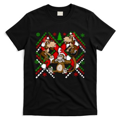 Three Wise Monkey Ugly Christmas Sweater T-Shirt