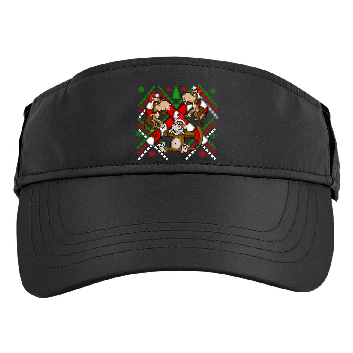 Three Wise Monkey Ugly Christmas Sweater Adult Drive Performance Visor