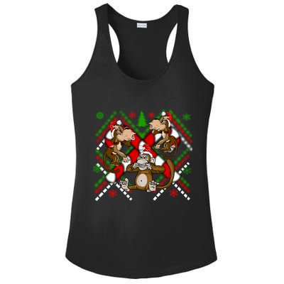 Three Wise Monkey Ugly Christmas Sweater Ladies PosiCharge Competitor Racerback Tank