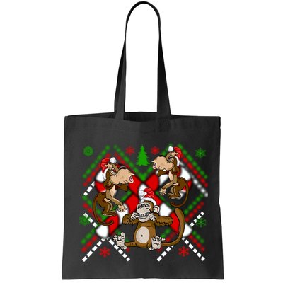 Three Wise Monkey Ugly Christmas Sweater Bag