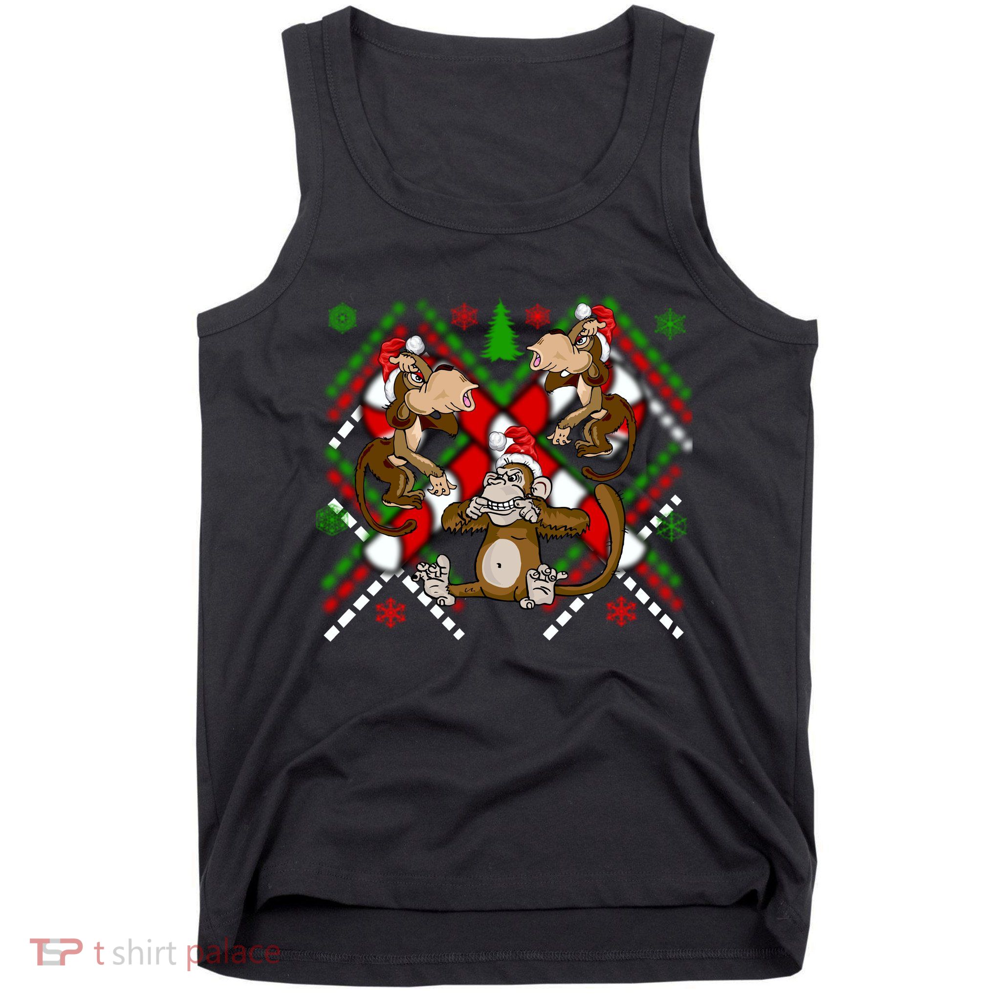 Three Wise Monkey Ugly Christmas Sweater Tank Top
