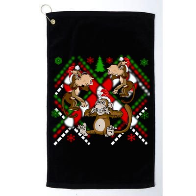 Three Wise Monkey Ugly Christmas Sweater Golf Towel