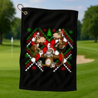 Three Wise Monkey Ugly Christmas Sweater Golf Towel