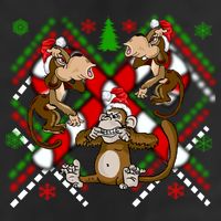 Three Wise Monkey Ugly Christmas Sweater Golf Towel