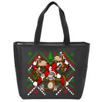 Three Wise Monkey Ugly Christmas Sweater Zip Tote Bag