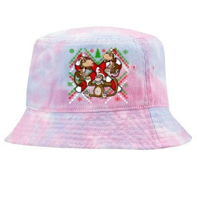 Three Wise Monkey Ugly Christmas Sweater Tie-Dyed Bucket Hat