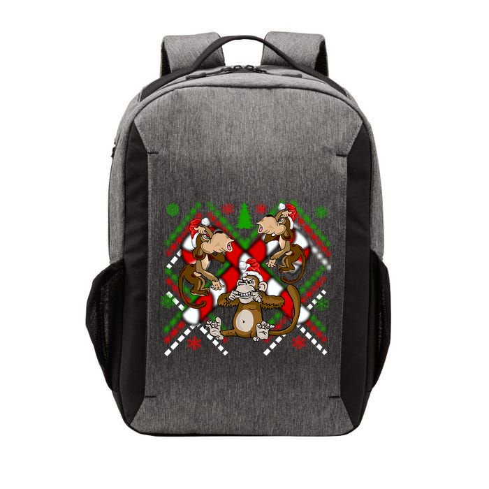 Three Wise Monkey Ugly Christmas Sweater Vector Backpack