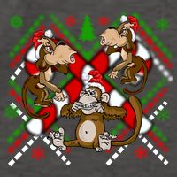 Three Wise Monkey Ugly Christmas Sweater Vector Backpack