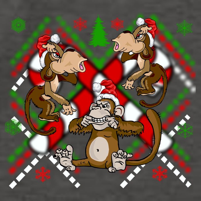 Three Wise Monkey Ugly Christmas Sweater Vector Backpack