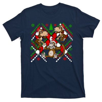 Three Wise Monkey Ugly Christmas Sweater T-Shirt