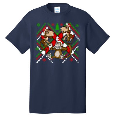 Three Wise Monkey Ugly Christmas Sweater Tall T-Shirt