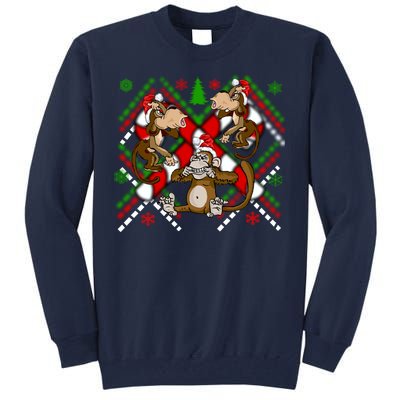 Three Wise Monkey Ugly Christmas Sweater Tall Sweatshirt