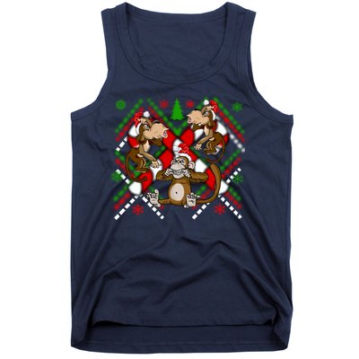 Three Wise Monkey Ugly Christmas Sweater Tank Top