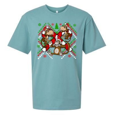 Three Wise Monkey Ugly Christmas Sweater Sueded Cloud Jersey T-Shirt