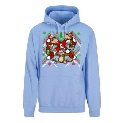 Three Wise Monkey Ugly Christmas Sweater Unisex Surf Hoodie