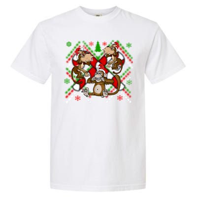 Three Wise Monkey Ugly Christmas Sweater Garment-Dyed Heavyweight T-Shirt