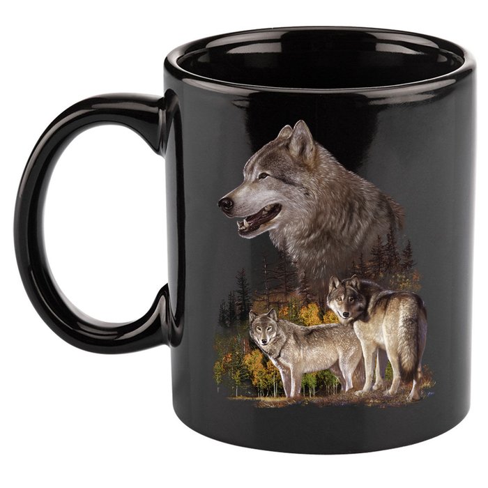 Three Wolf Collage 11oz C Handle Ceramic Mug