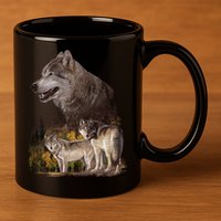 Three Wolf Collage 11oz C Handle Ceramic Mug